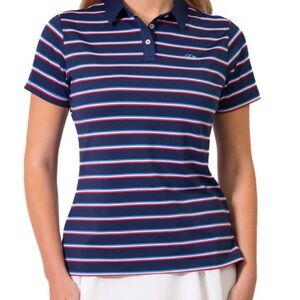 Good Good Knockout golf shirt ladies classic striped polo UPF 50+ NWT LG 10/12